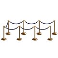 Montour Line Stanchion Post and Rope Kit Sat.Brass, 8 Flat Top 7 Dark Blue Rope C-Kit-8-SB-FL-7-PVR-DB-PB